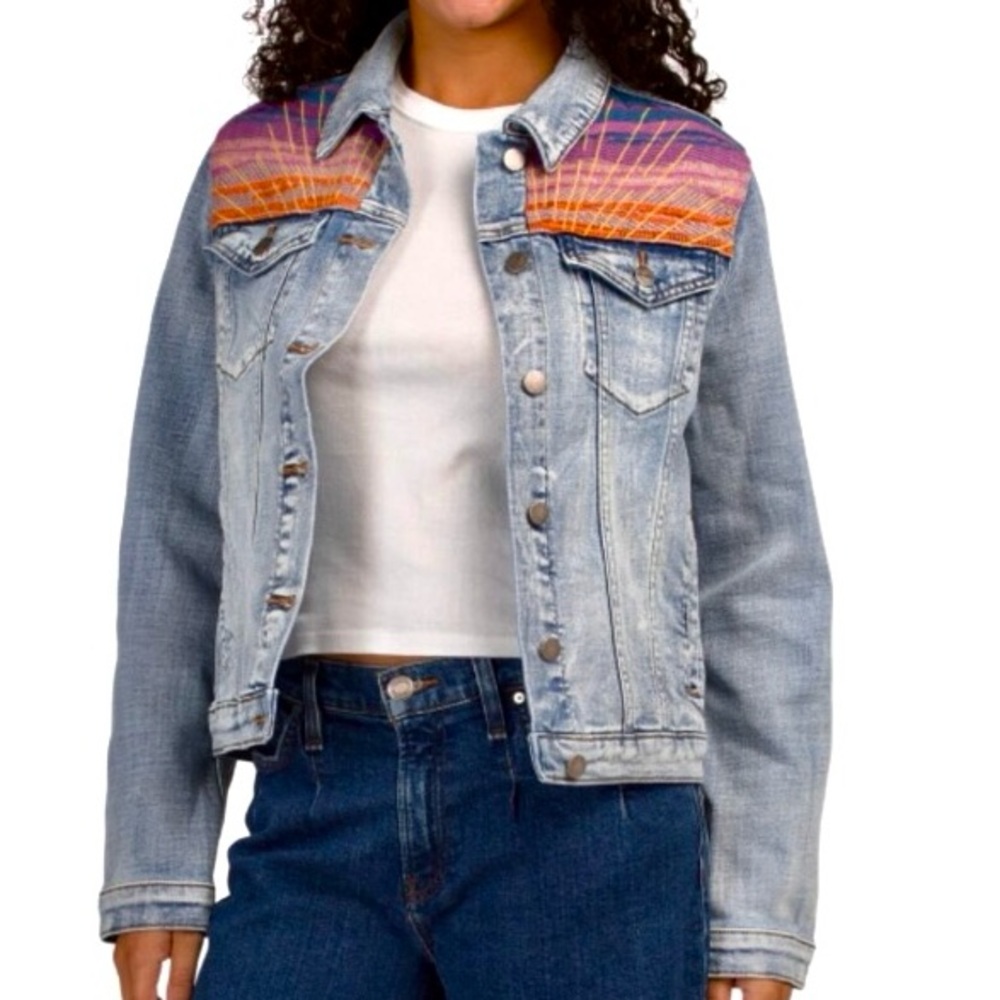 NEW Driftwood Summer Solstice Trucker Jean Jacket Sun Embroidered Medium Wash M - Picture 2 of 16